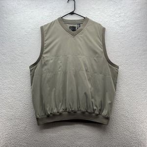 VTG Greg Norman Golf Vest Mens Large L V-Neck Subtle Argyle‎ Tapered Windbreaker